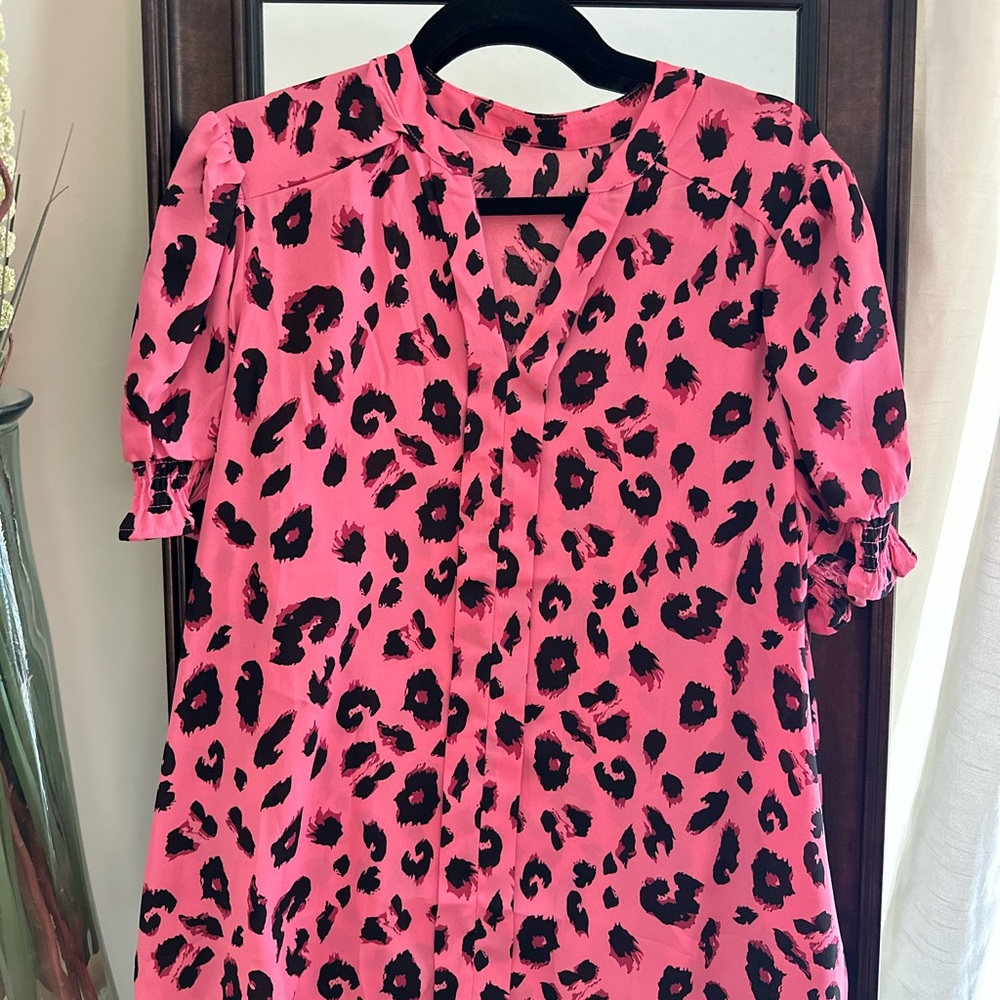 Pink Leopard Print Blouse